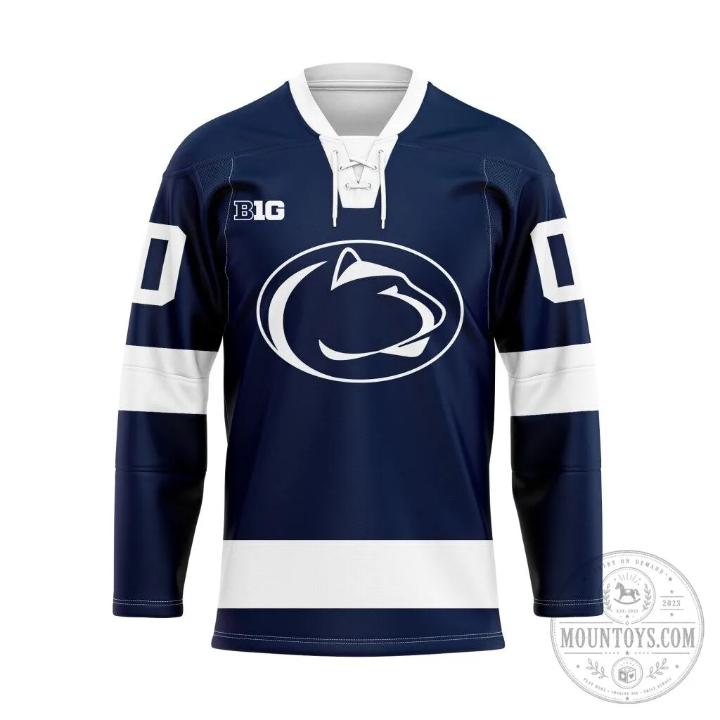 Penn State Nittany Lions Blue and White Big Ten Hockey Jersey
