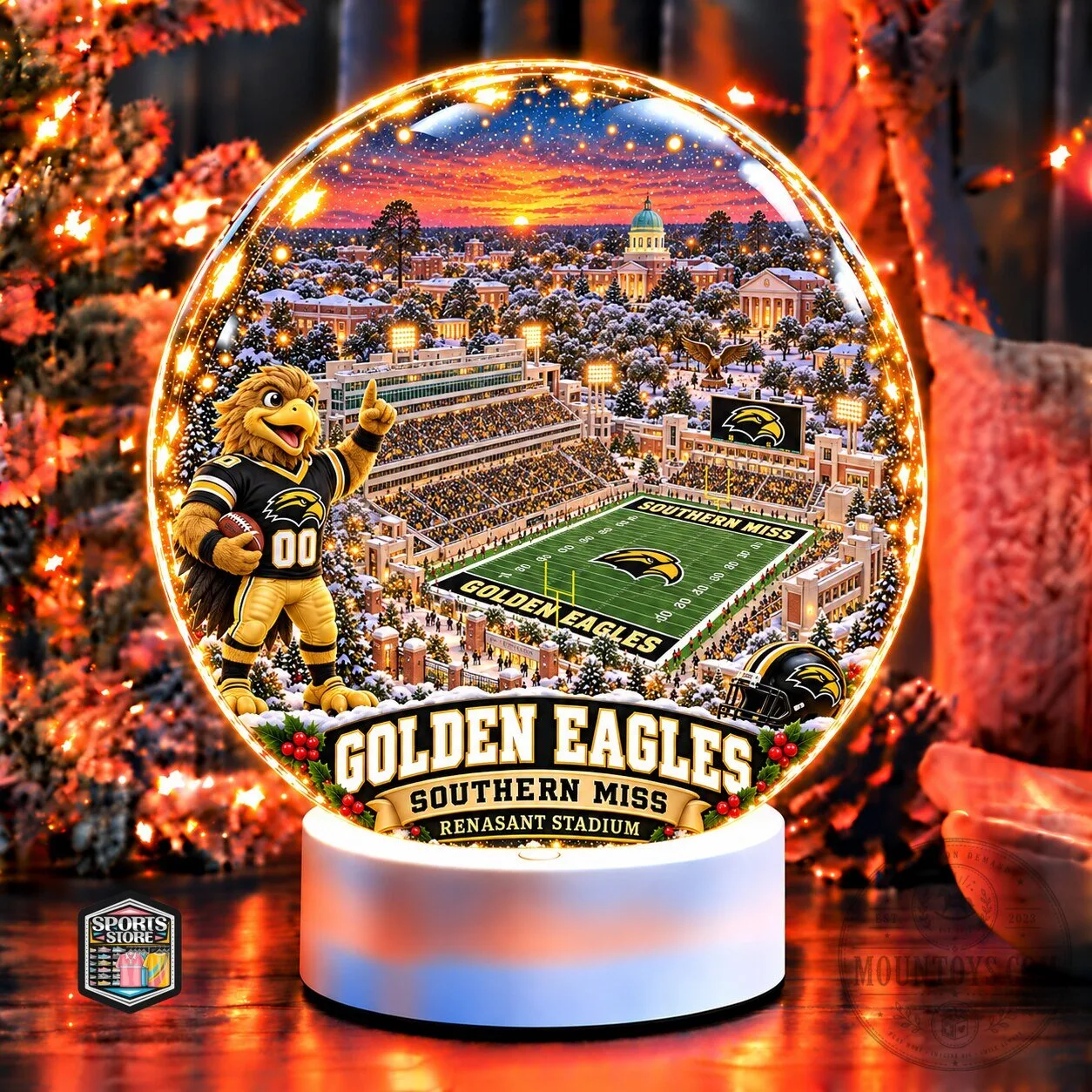 Southern Miss Golden Eagles Renasant Stadium Football Snow Globe