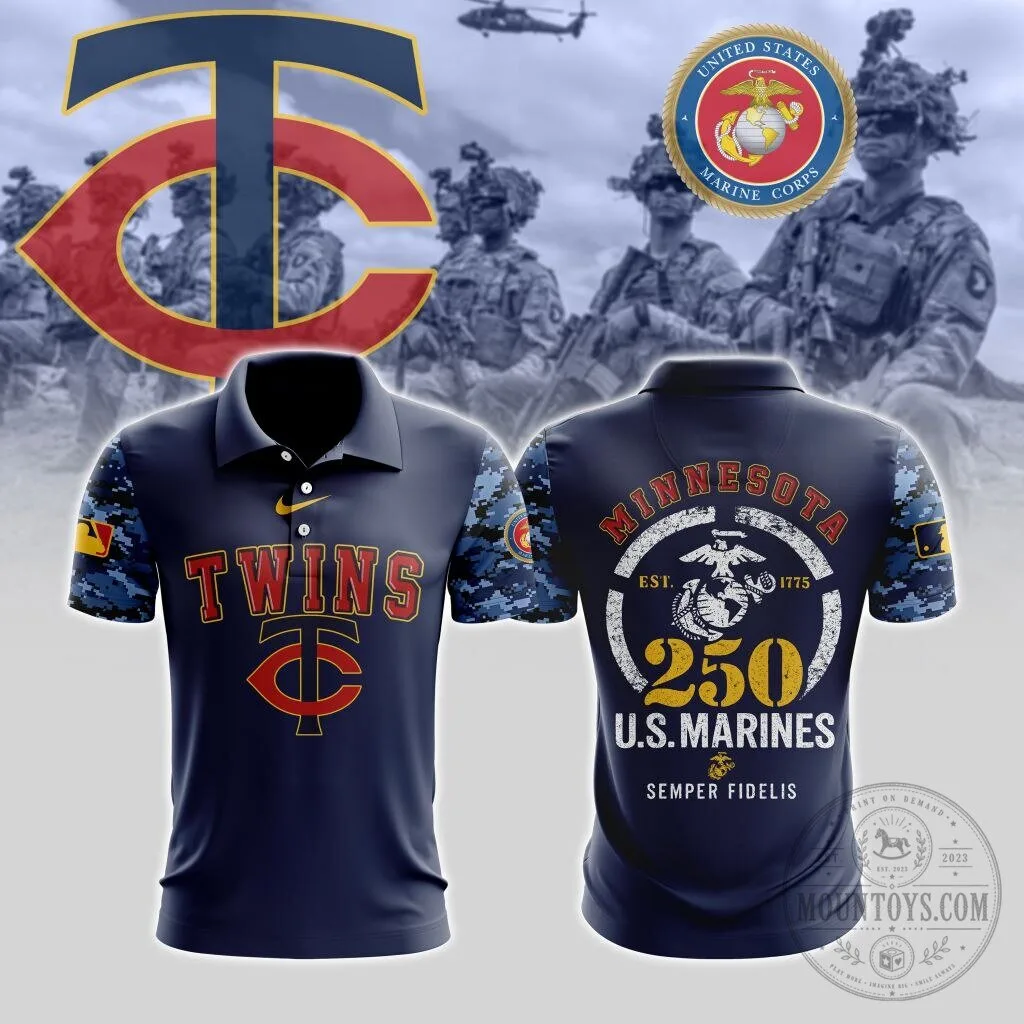 Minnesota Twins United States Marine Corps 250th Birthday Polo Shirt