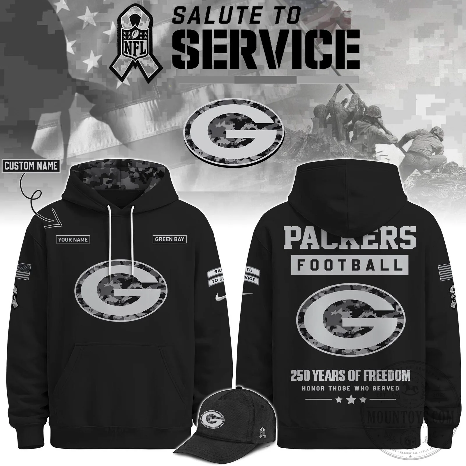 Green Bay Packers Salute To Service NFL Veterans Day Football Team Hoodie