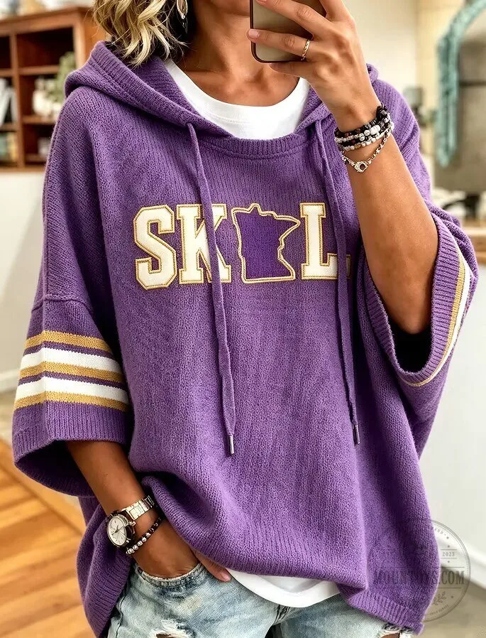 Minnesota Vikings Purple Gold Stripe Women's Hoodie 2 Minnesota Vikings Purple Gold Stripe Women's Hoodie