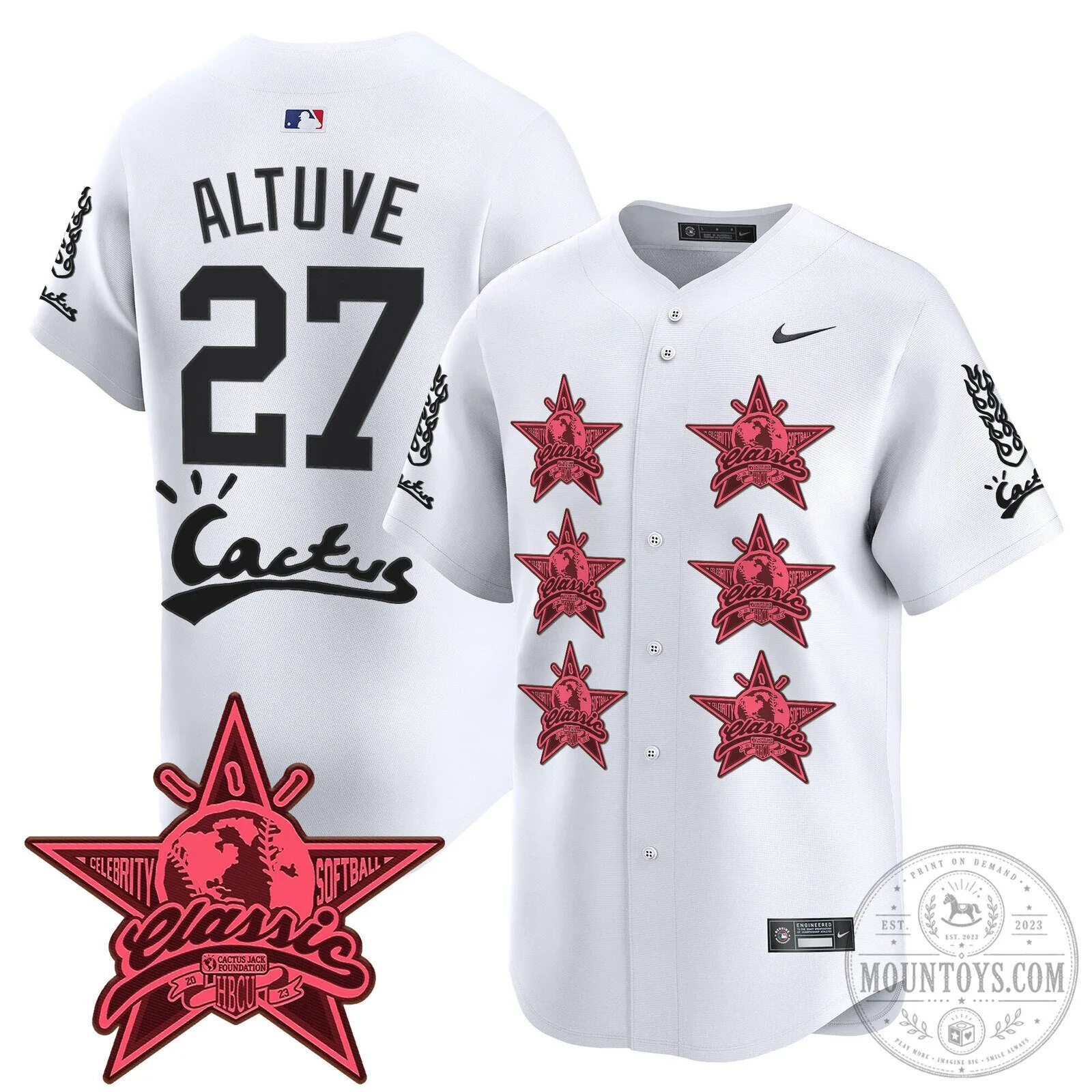 CJ Stroud Houston Astros Cactus Jack Celebrity Classic Baseball Jersey 64 CJ Stroud Houston Astros Cactus Jack Celebrity Classic Baseball Jersey