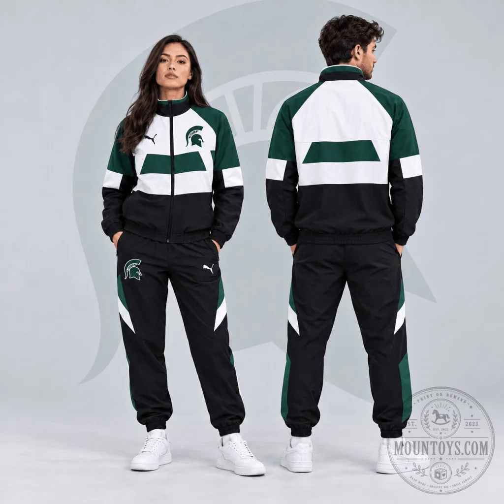 Michigan State Spartans NCAA Colorblock Performance Tracksuit Jacket Michigan State Spartans NCAA Colorblock Performance Tracksuit Jacket