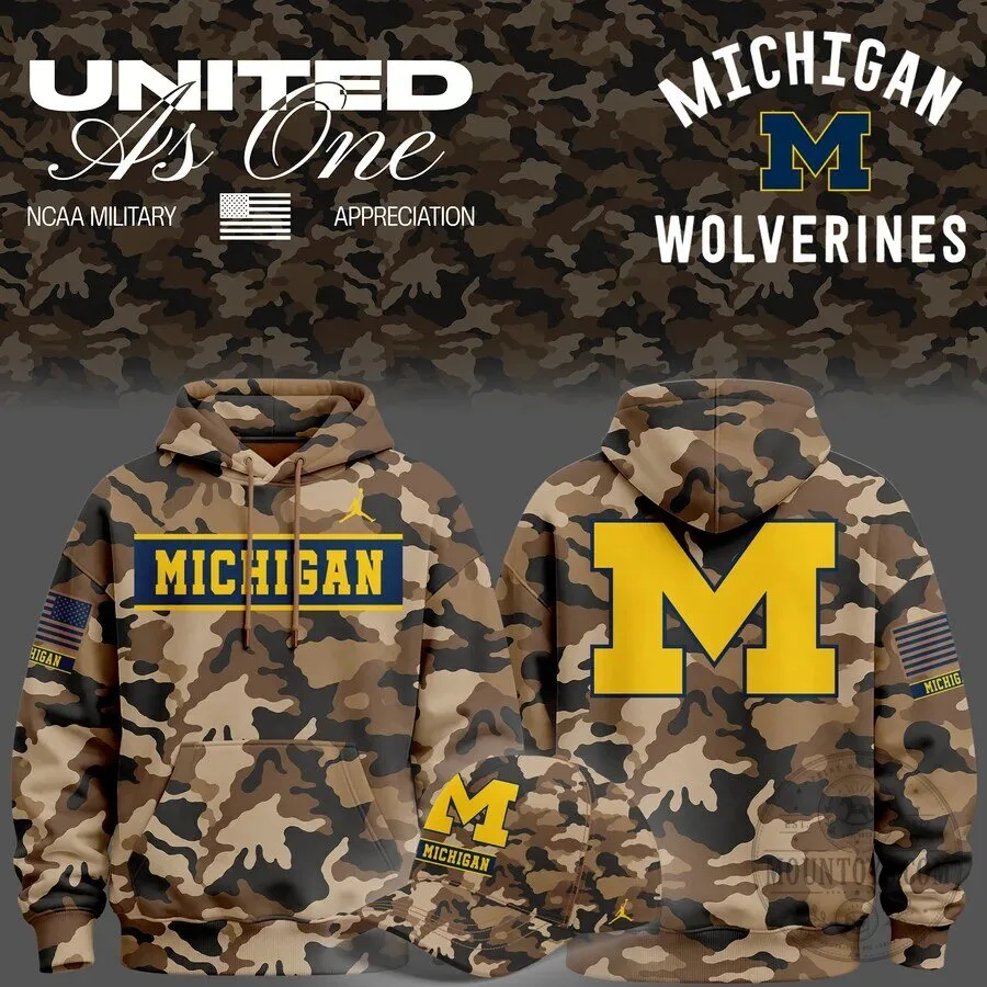 Michigan Wolverines NCAA Military Appreciation Camouflage Hoodie