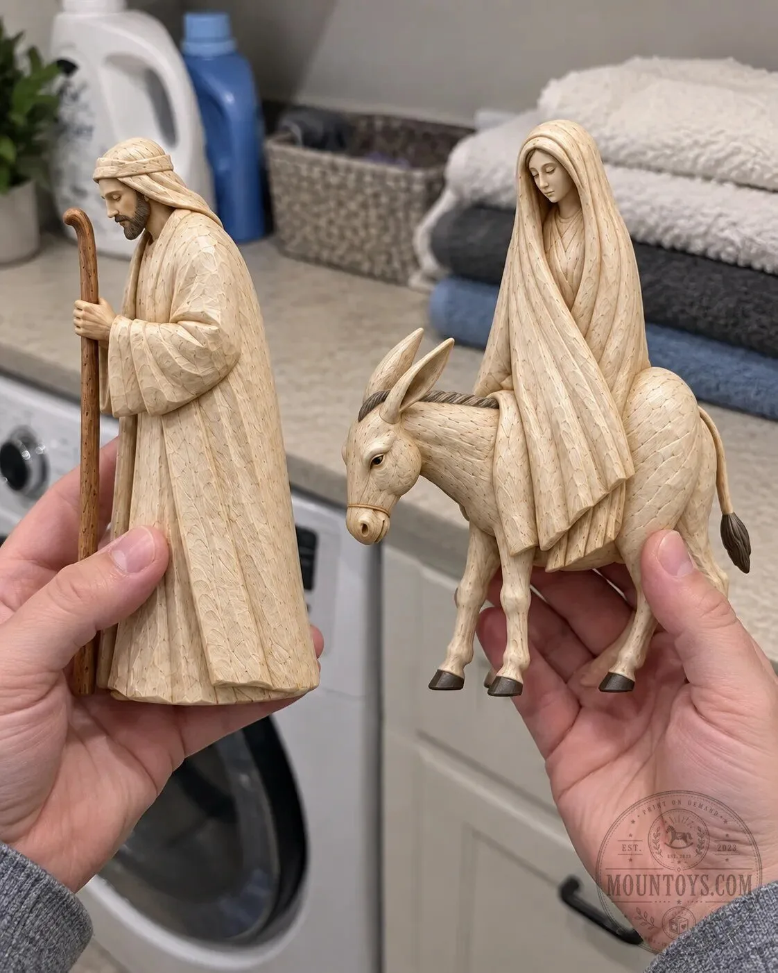 Mary and Joseph Journey to Bethlehem Christmas Nativity Figurine Set