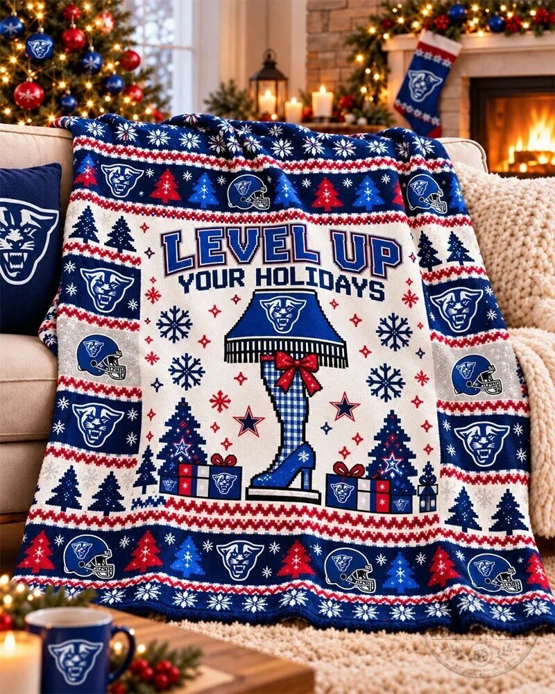 Georgia State Panthers Level Up Your Holidays Christmas Flannel Blanket