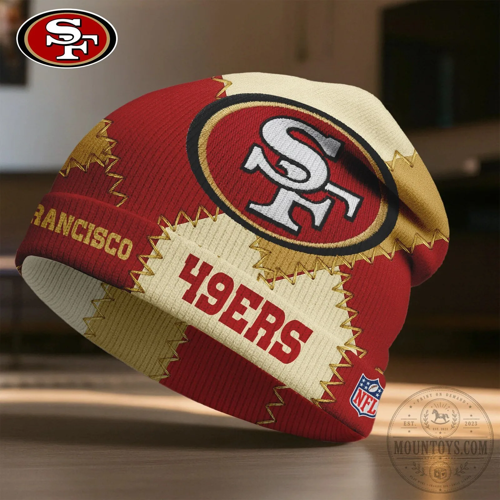 San Francisco 49ers NFL Football Team Patchwork Beanie Hat