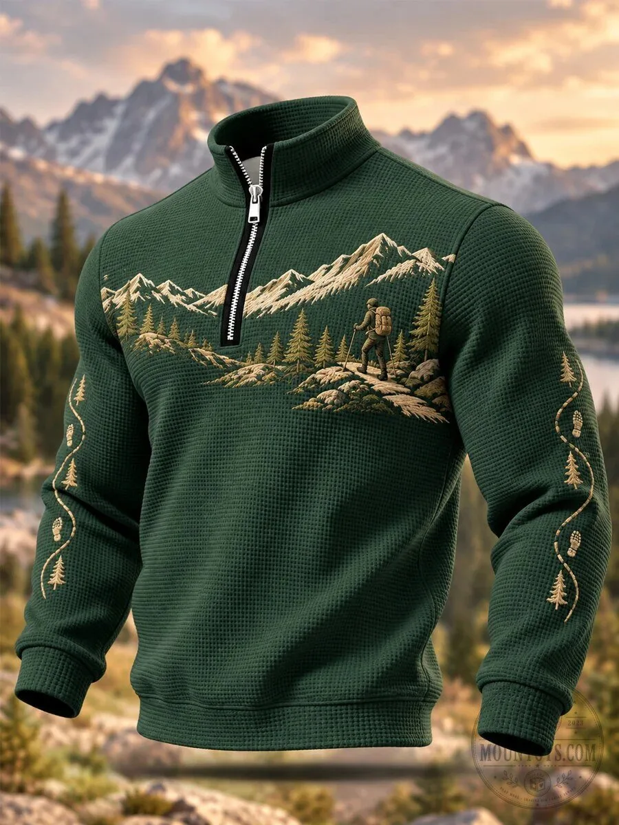 Wilderness Trail Hiking Mountain Landscape Quarter Zip Pullover Sweatshirt 5 Wilderness Trail Hiking Mountain Landscape Quarter Zip Pullover Sweatshirt