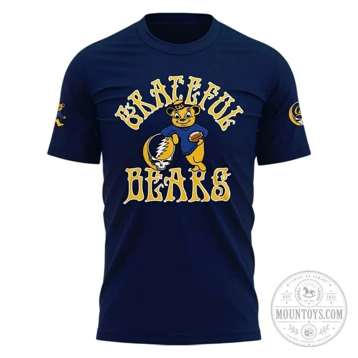 Navy Blue T-Shirt featuring Grateful Dead Skull and Roses for California Golden Bears Fans 9 Navy Blue T-Shirt featuring Grateful Dead Skull and Roses for California Golden Bears Fans