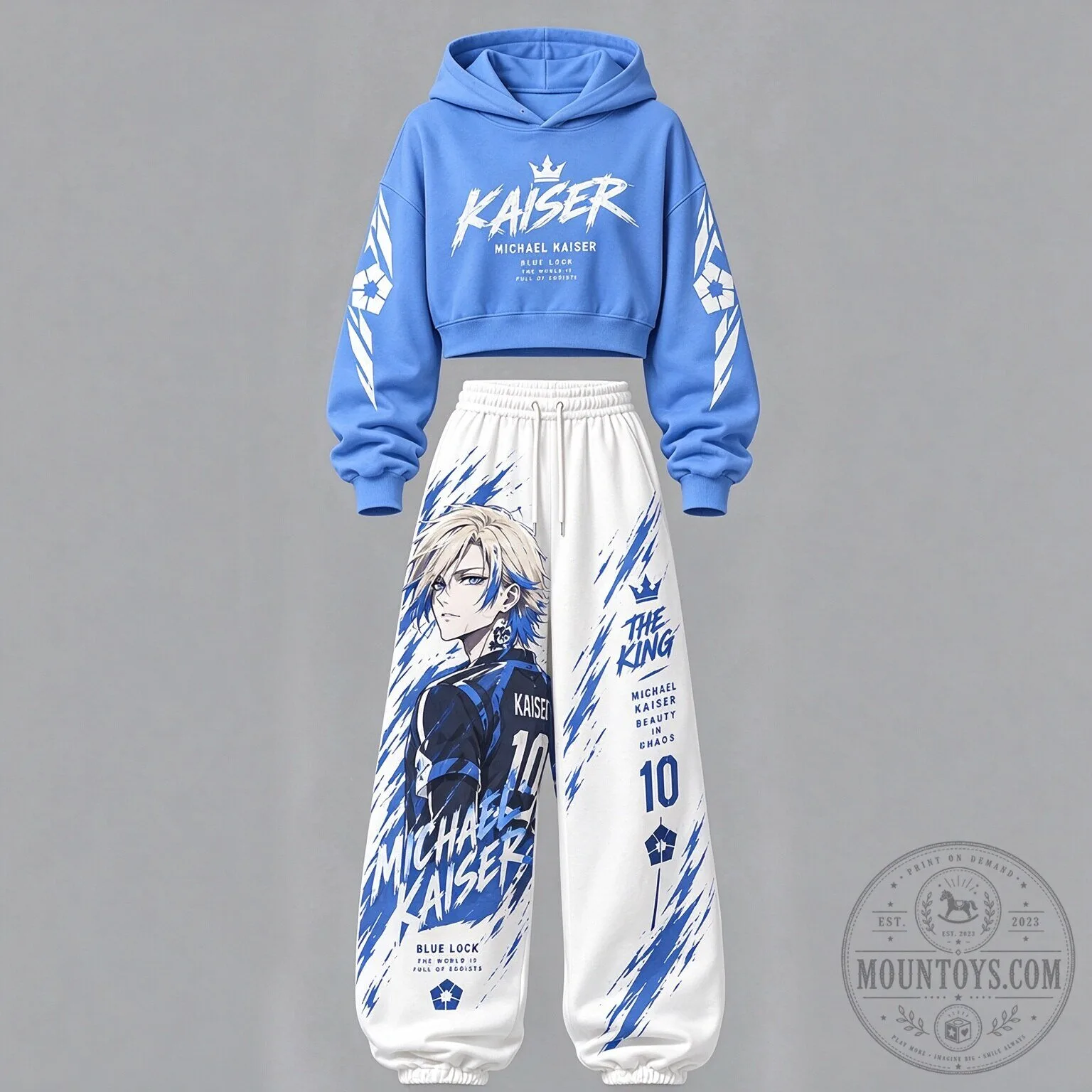 Blue Lock Michael Kaiser Anime Cropped Hoodie and Sweatpants Set 1 Blue Lock Michael Kaiser Anime Cropped Hoodie and Sweatpants Set