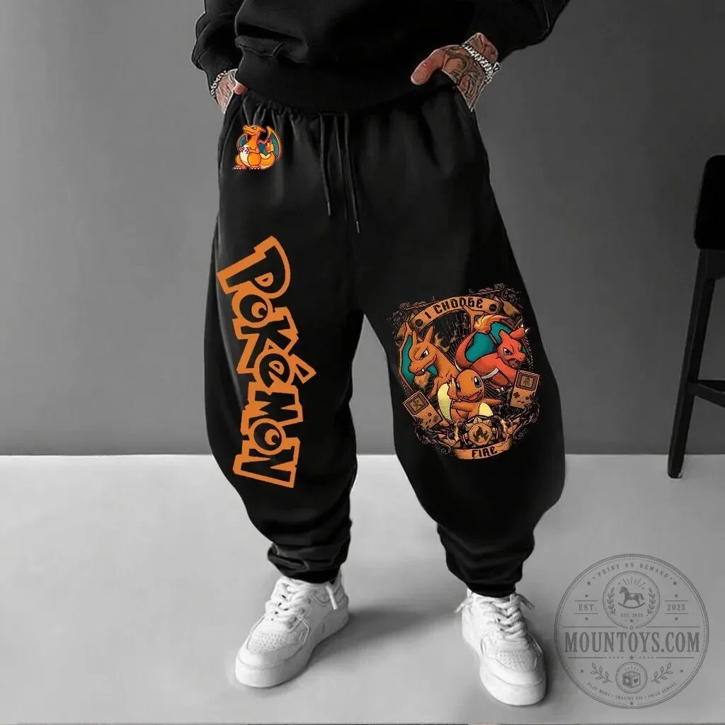 Pokemon Charizard Evolution I Choose Fire Graphic Print Jogger Pants 1 Pokemon Charizard Evolution I Choose Fire Graphic Print Jogger Pants