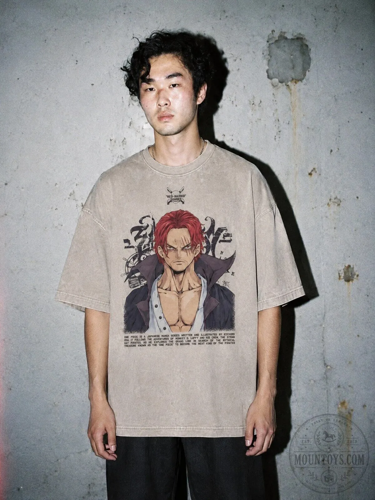 One Piece Red-Haired Shanks Crimson Emperor Vintage Style T-Shirt 1 One Piece Red-Haired Shanks Crimson Emperor Vintage Style T-Shirt