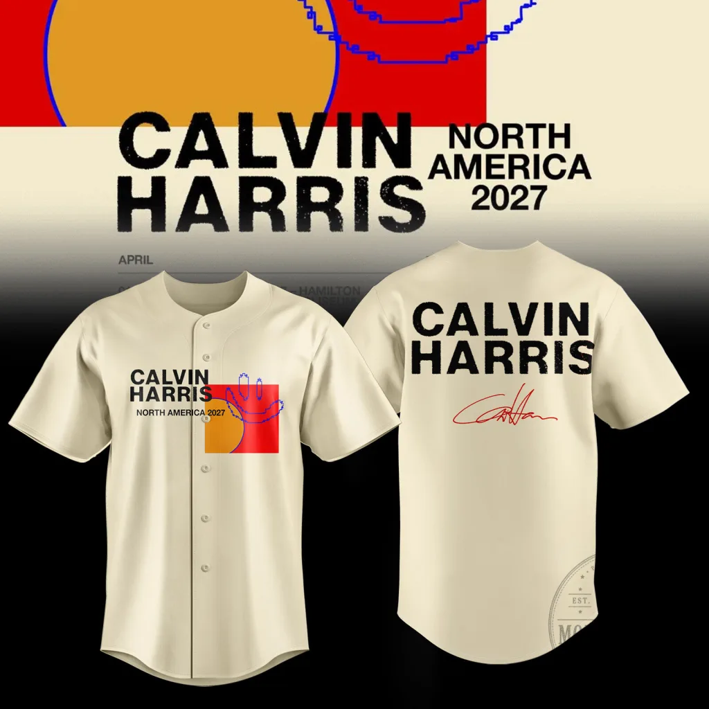 Calvin Harris North America 2027 Tour Cream Baseball Jersey Shirt Calvin Harris North America 2027 Tour Cream Baseball Jersey Shirt