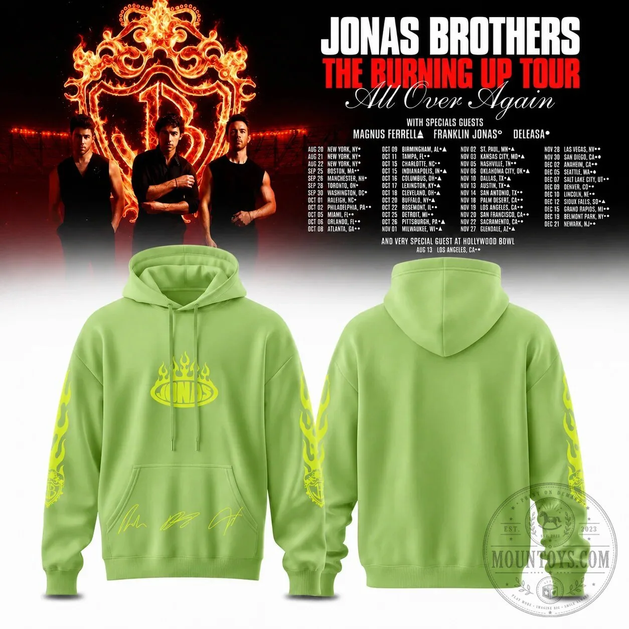 Jonas Brothers The Burning Up Tour All Over Again Concert Hoodie