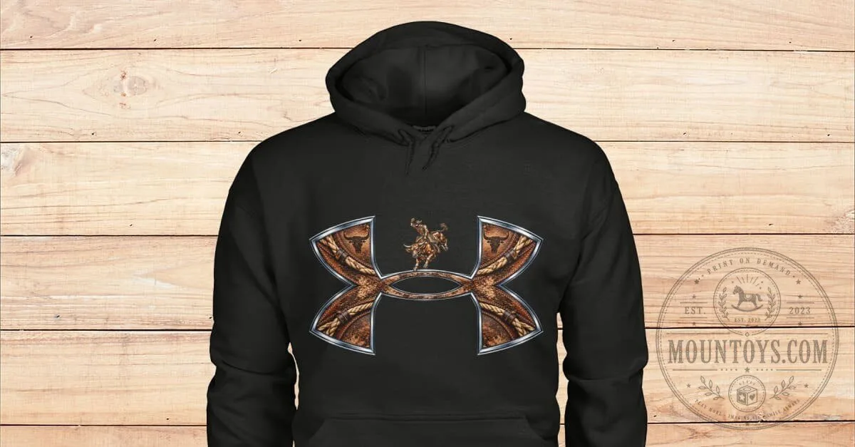 Bull Riding Western Cowboy Rodeo Sports Fan Graphic Black Hoodie