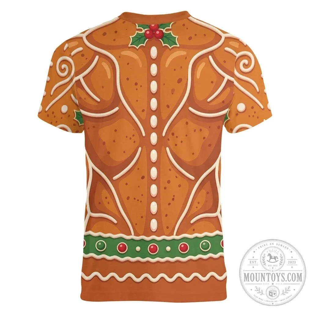 Funny Gingerbread Gains Bodybuilder Christmas Holiday V-Neck T-Shirt 6 Funny Gingerbread Gains Bodybuilder Christmas Holiday V-Neck T-Shirt