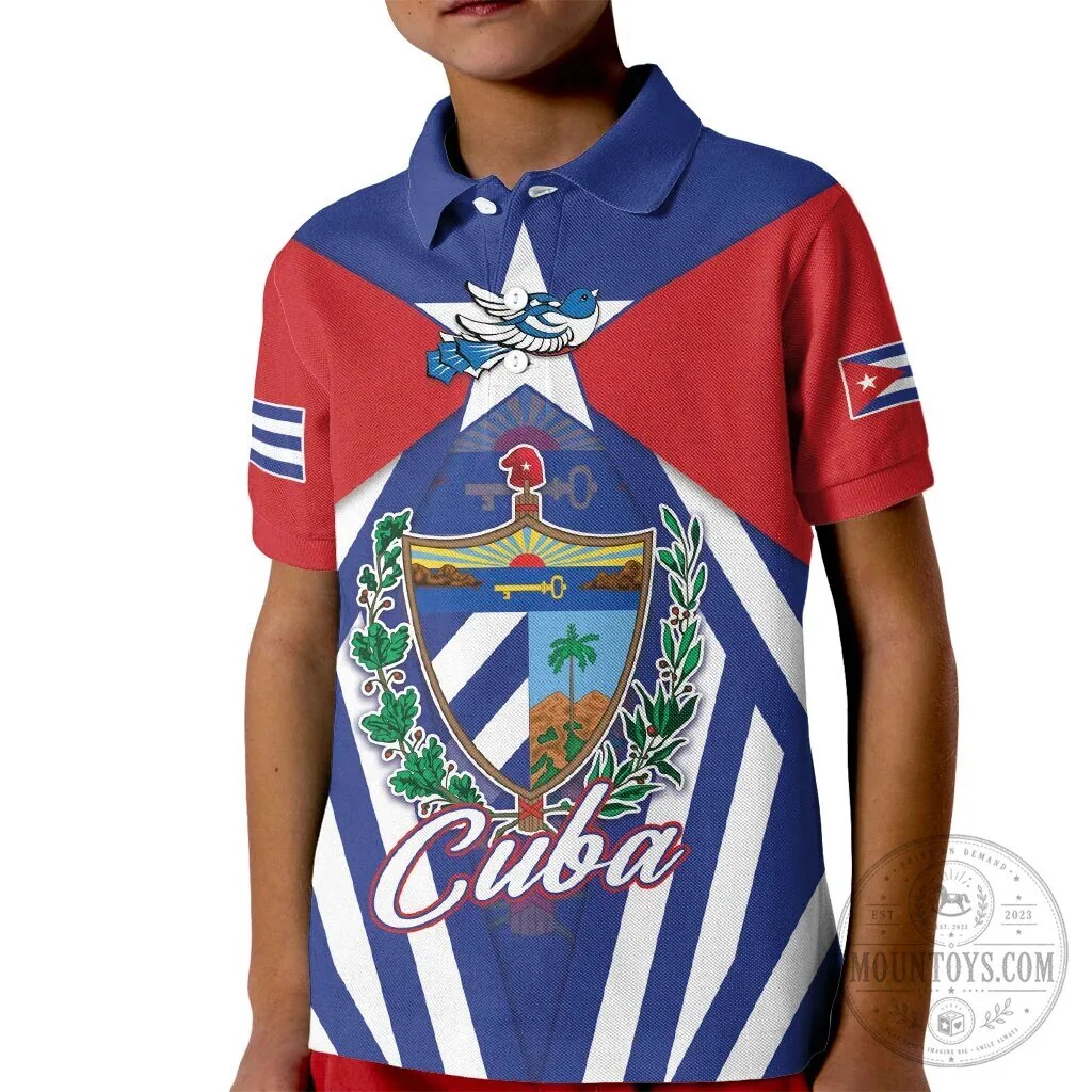 Cuban Flag Coat of Arms Patriotic Kids Polo Shirt