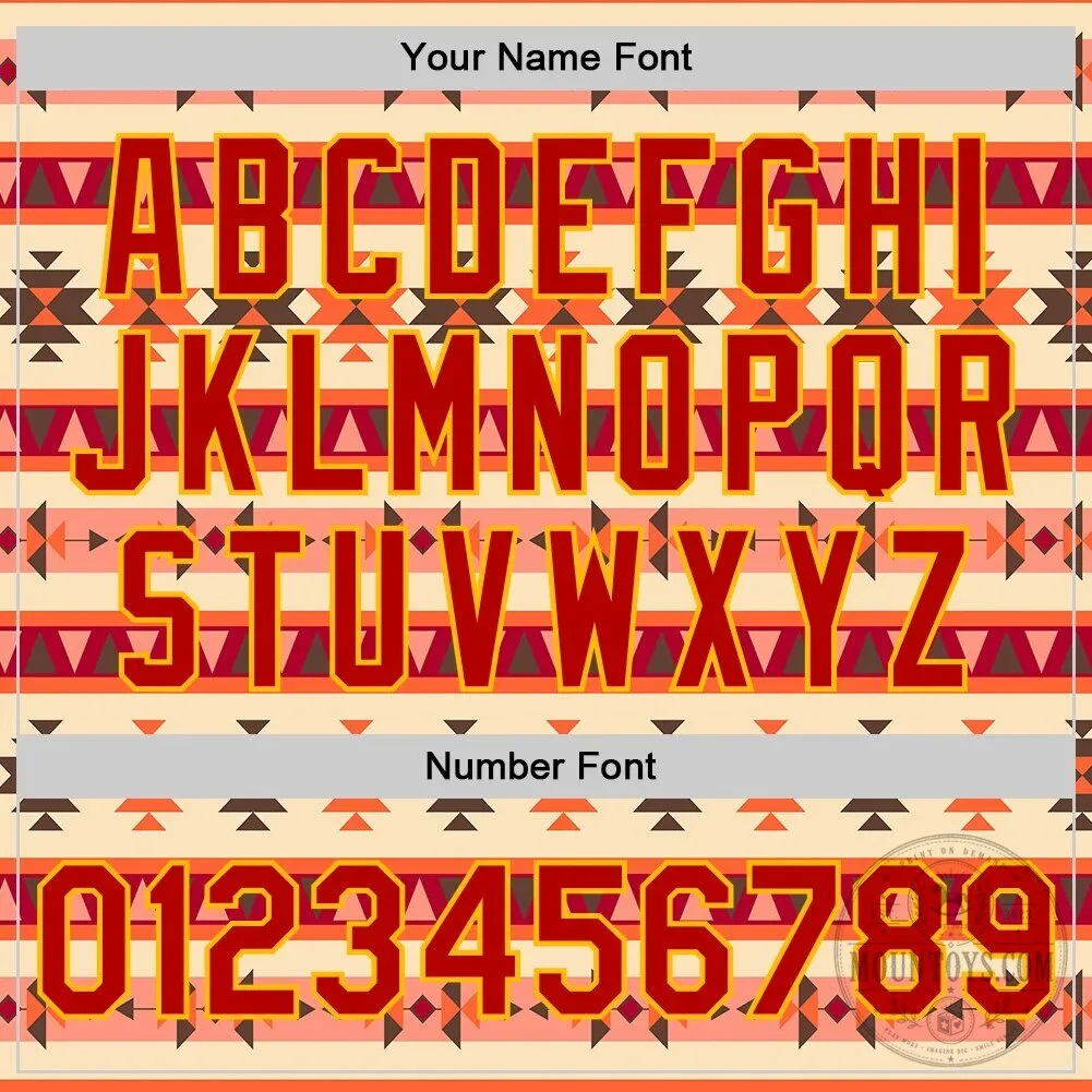 Custom Red Gold White Southwestern Geometric Aztec Bomber Varsity Jacket 13 Custom Red Gold White Southwestern Geometric Aztec Bomber Varsity Jacket