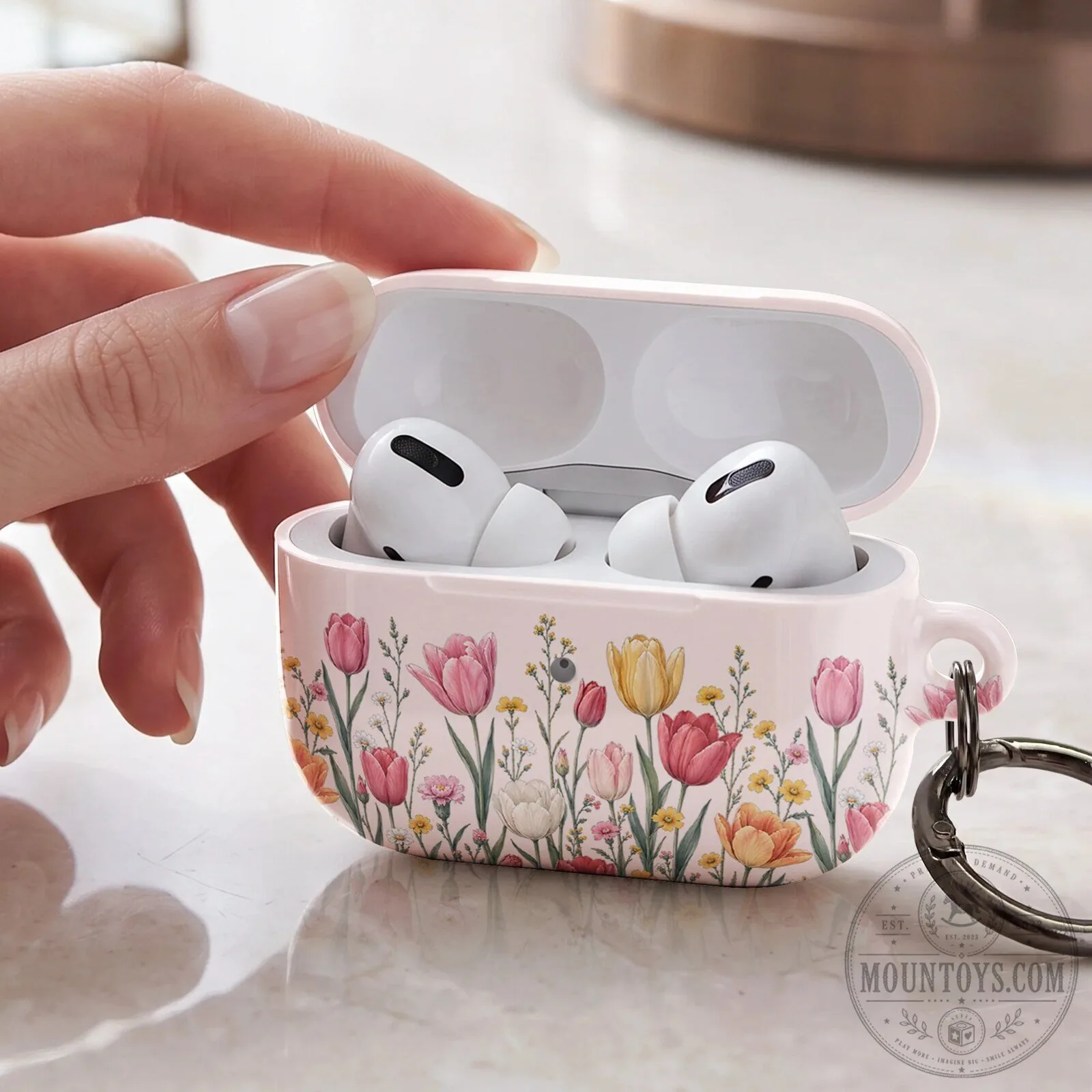 Personalized Birth Flower Custom Name Floral AirPods Protective Case 10 Personalized Birth Flower Custom Name Floral AirPods Protective Case