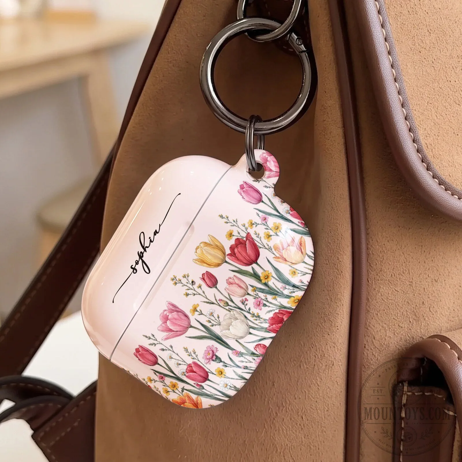 Personalized Birth Flower Custom Name Floral AirPods Protective Case 12 Personalized Birth Flower Custom Name Floral AirPods Protective Case