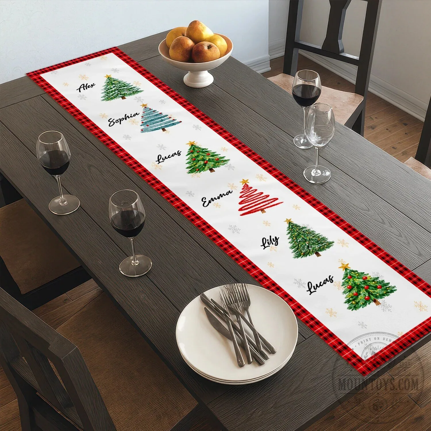 Personalized Christmas Tree Family Name Table Runner Holiday Dining Room Decor 1 Personalized Christmas Tree Family Name Table Runner Holiday Dining Room Decor