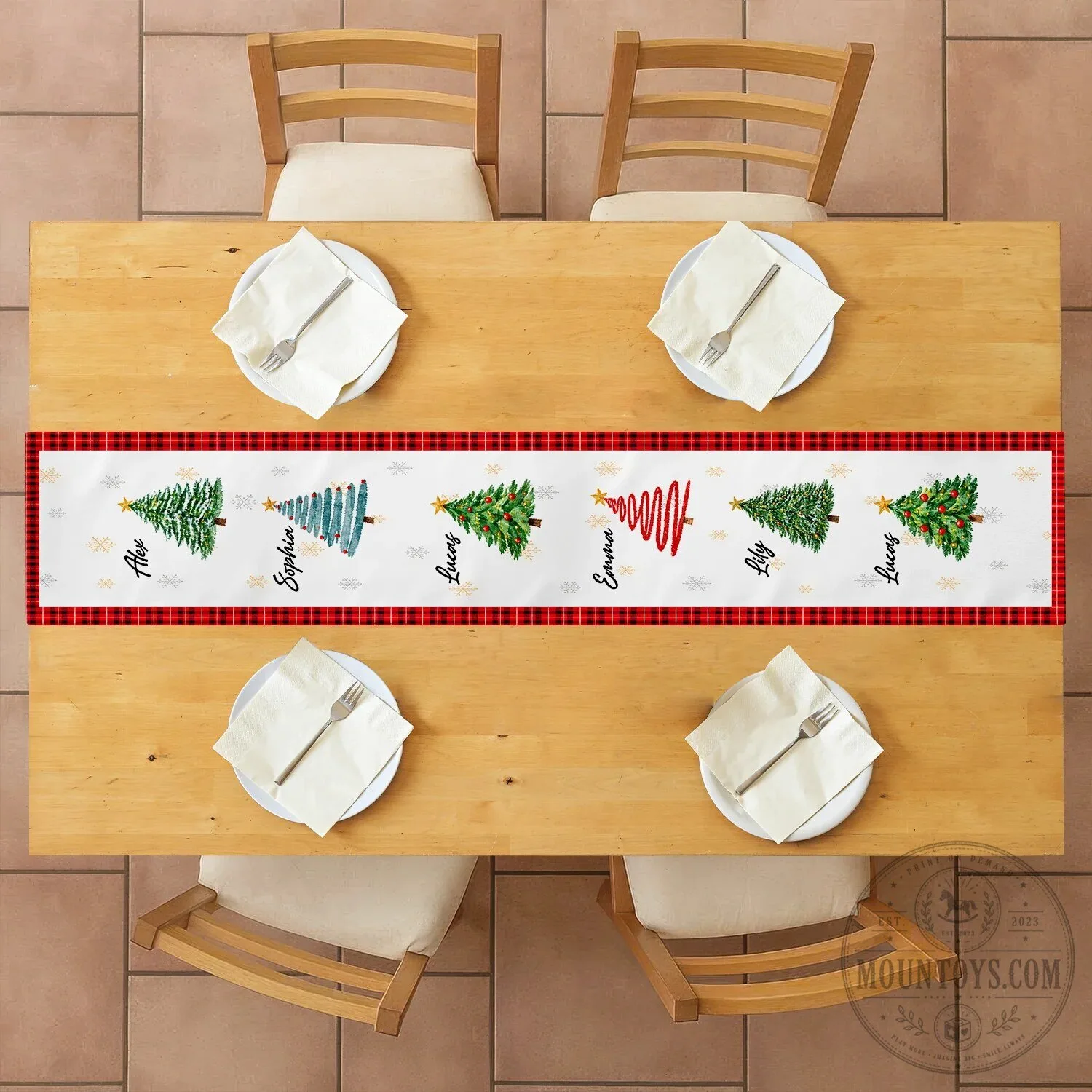 Personalized Christmas Tree Family Name Table Runner Holiday Dining Room Decor 8 Personalized Christmas Tree Family Name Table Runner Holiday Dining Room Decor