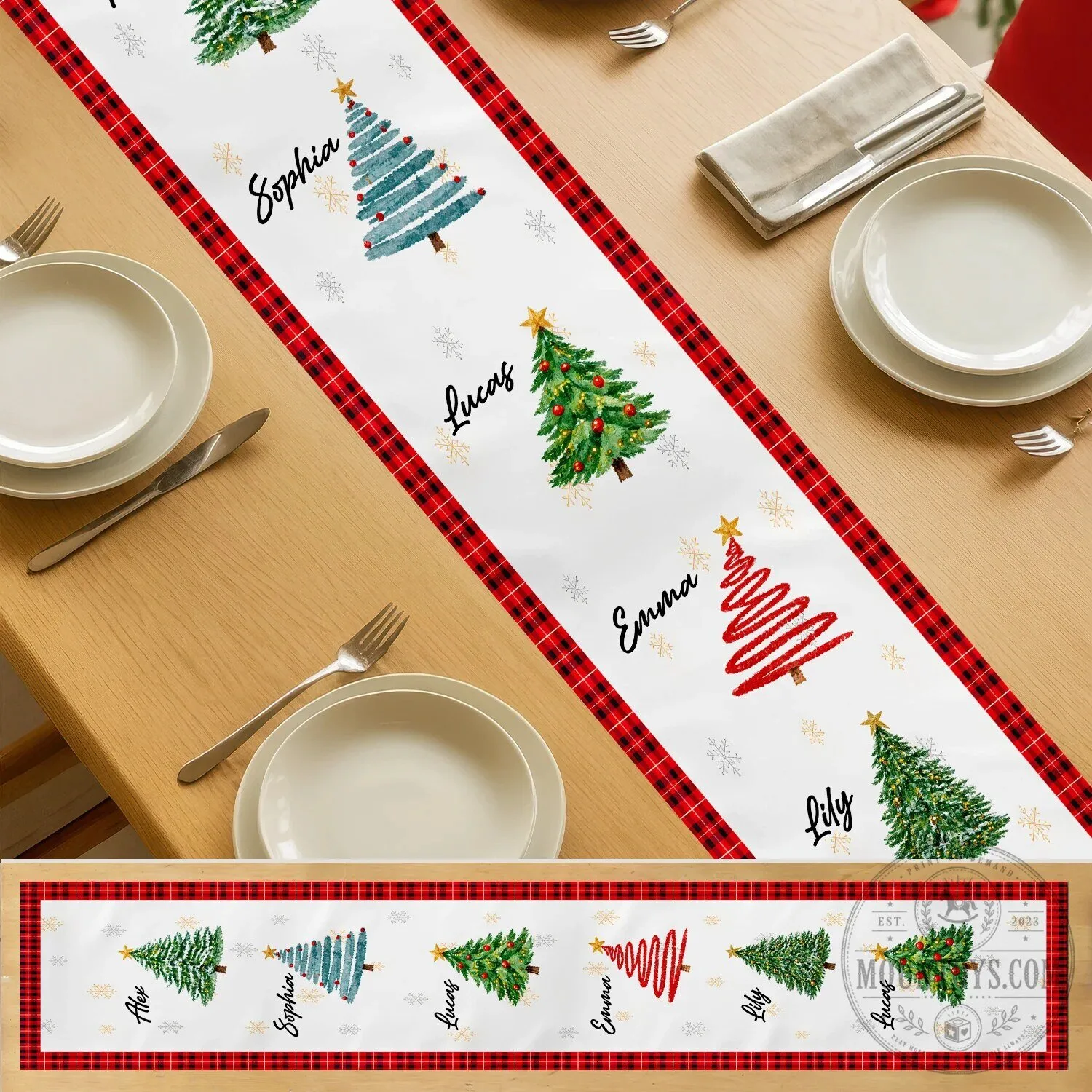 Personalized Christmas Tree Family Name Table Runner Holiday Dining Room Decor 9 Personalized Christmas Tree Family Name Table Runner Holiday Dining Room Decor