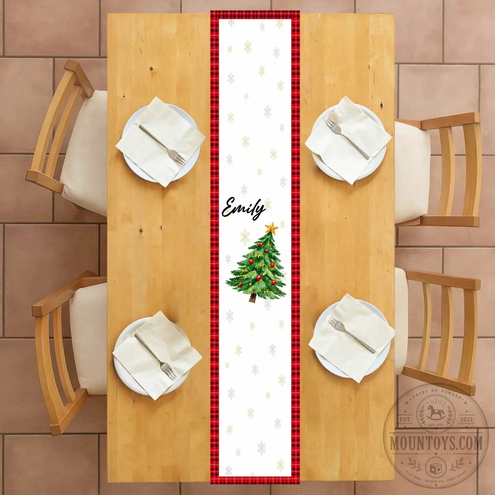 Personalized Christmas Tree Family Name Table Runner Holiday Dining Room Decor 10 Personalized Christmas Tree Family Name Table Runner Holiday Dining Room Decor