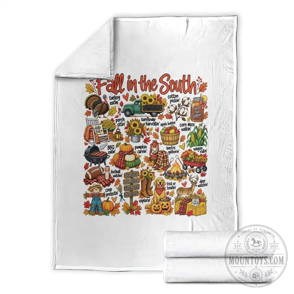 Fall in the South Autumn Harvest Activities Fleece Blanket 2 Fall in the South Autumn Harvest Activities Fleece Blanket