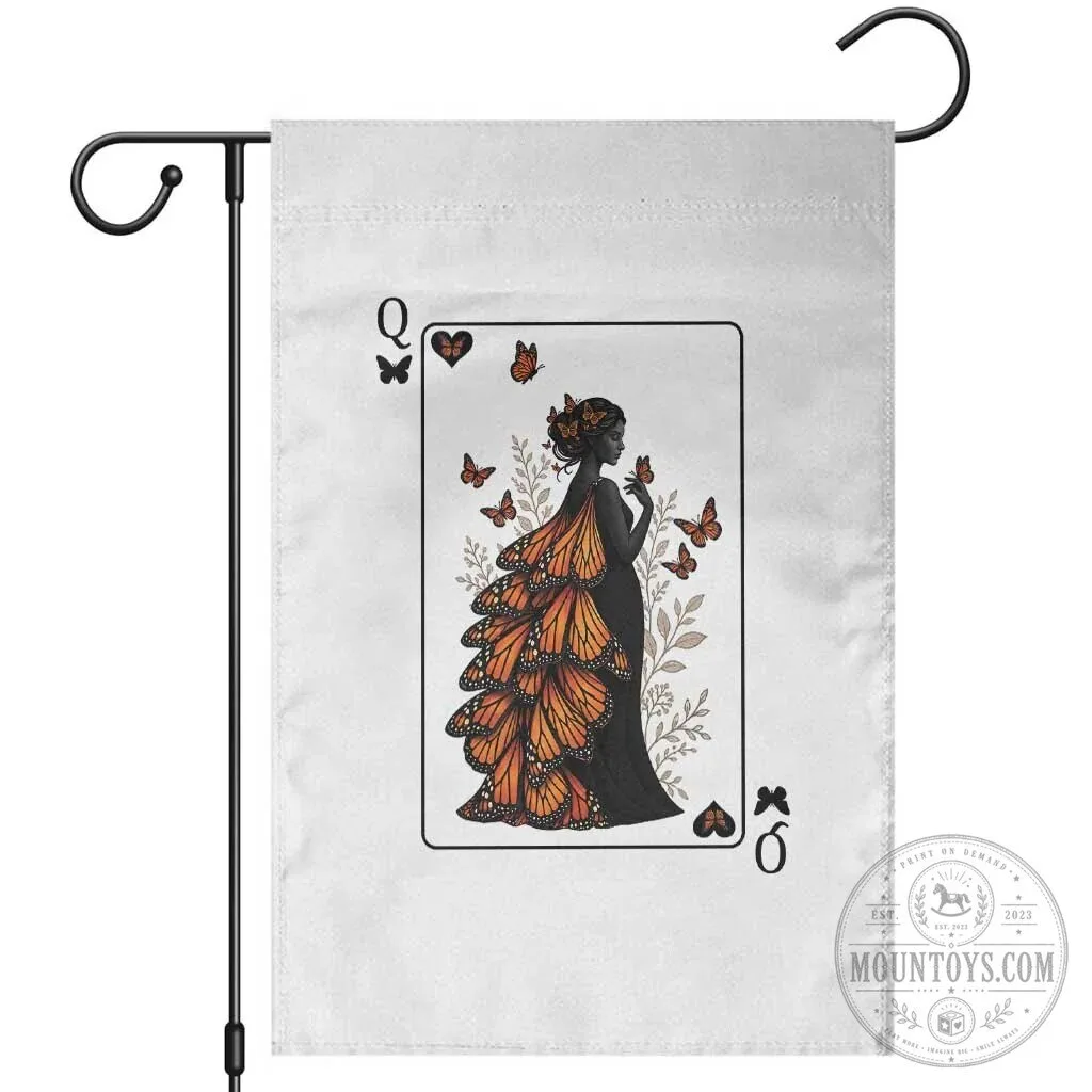 Monarch Butterfly Queen of Spades Playing Card Garden Flag