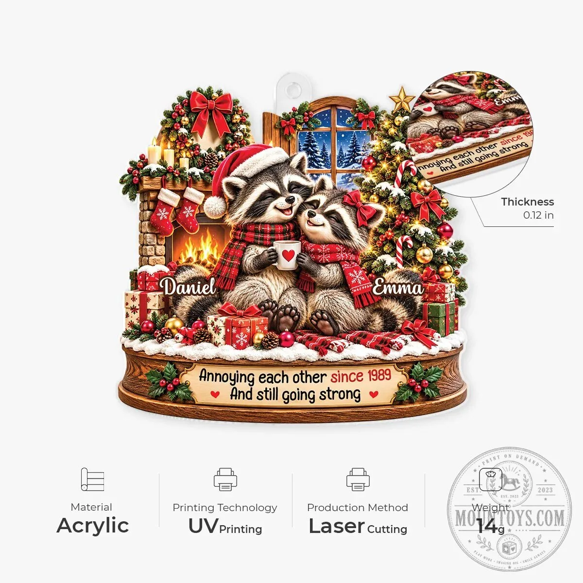 Personalized Christmas Raccoon Couple Anniversary Ornament - Custom Holiday Gift 10 Personalized Christmas Raccoon Couple Anniversary Ornament - Custom Holiday Gift