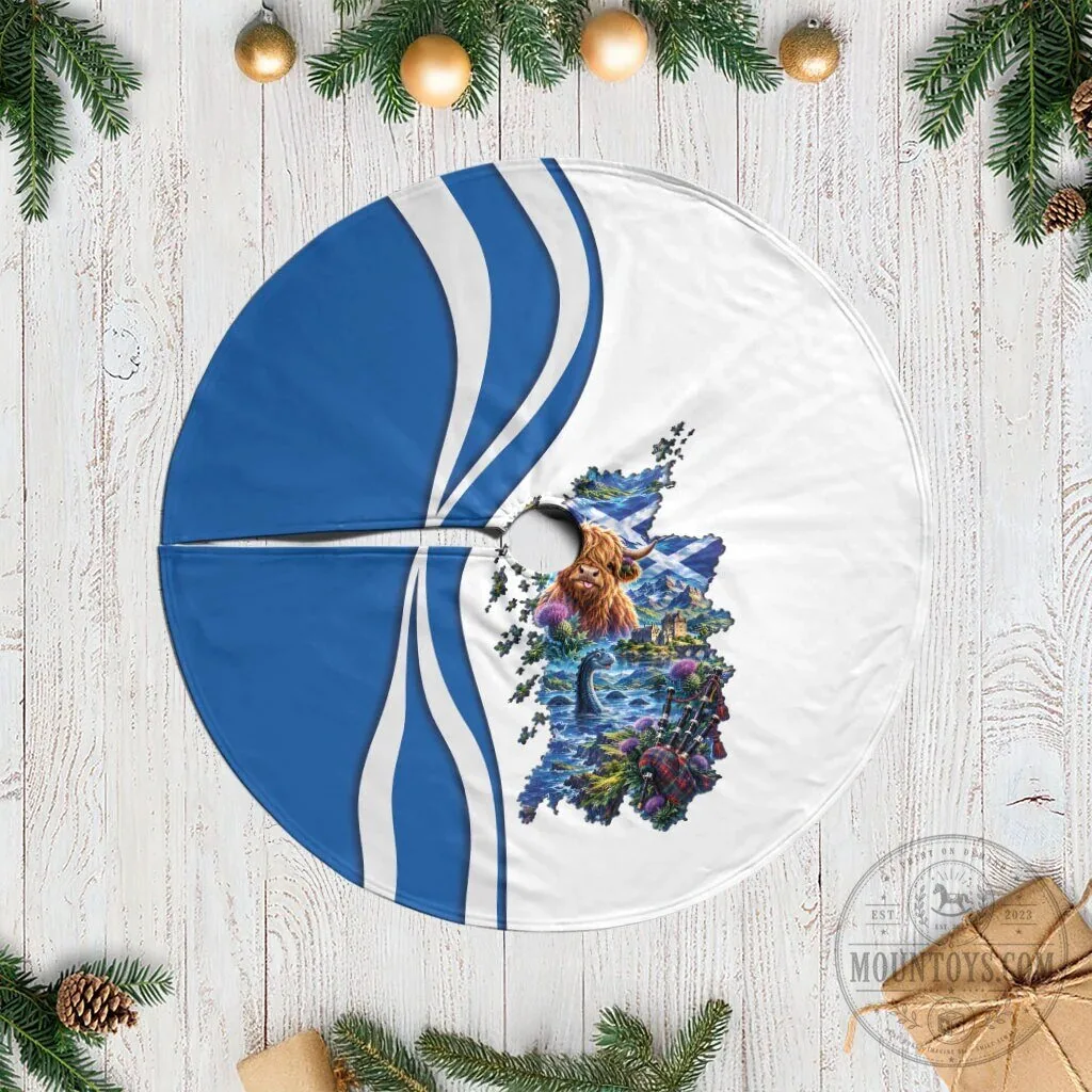Scotland National Flag and Map Christmas Tree Skirt 1 Scotland National Flag and Map Christmas Tree Skirt