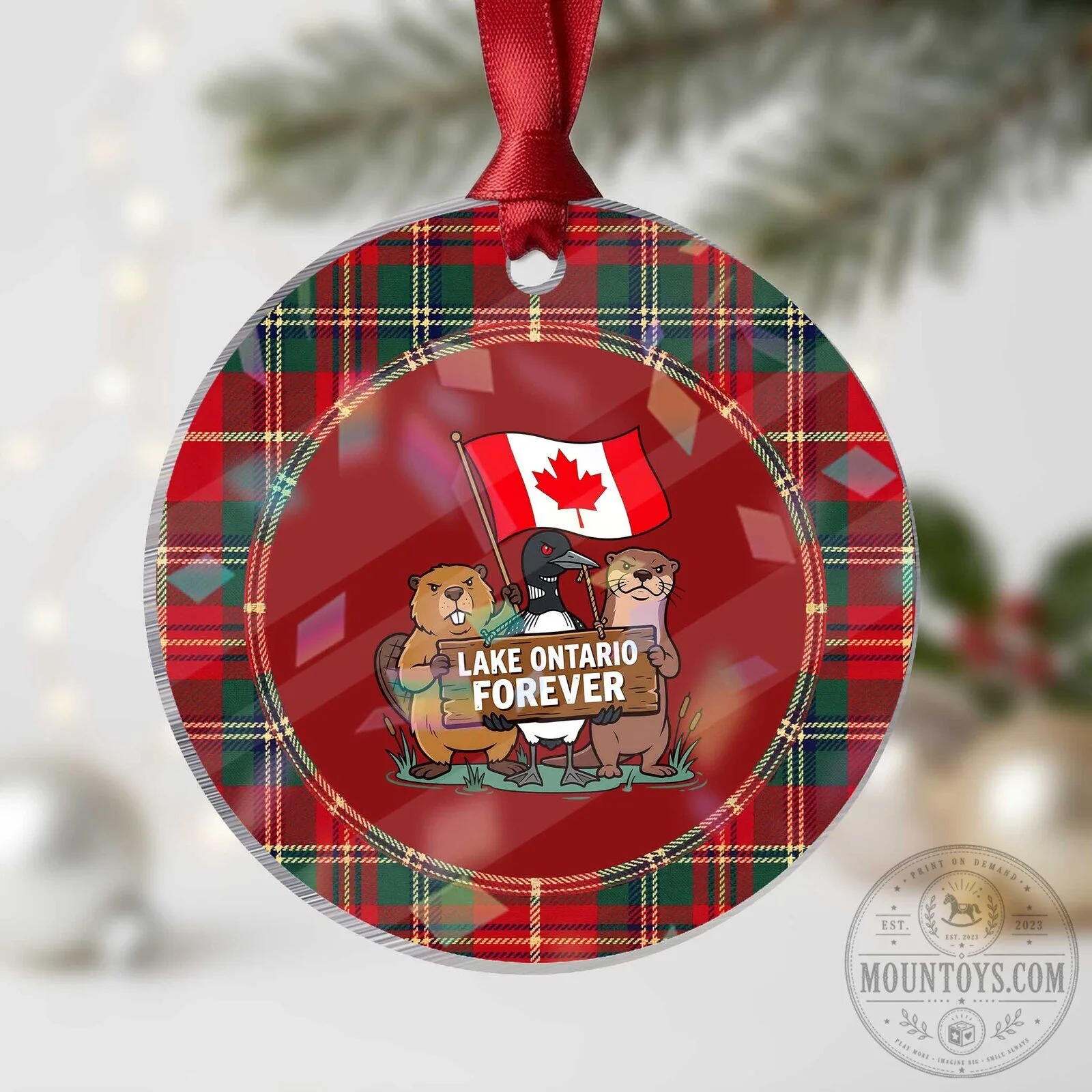 Lake Ontario Forever Canadian Beaver Loon Otter Maple Leaf Flag Acrylic Ornament 9 Lake Ontario Forever Canadian Beaver Loon Otter Maple Leaf Flag Acrylic Ornament