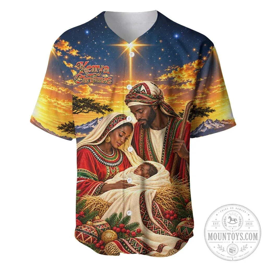 Kenya Christmas African Holy Family Nativity Scene Baseball Jersey