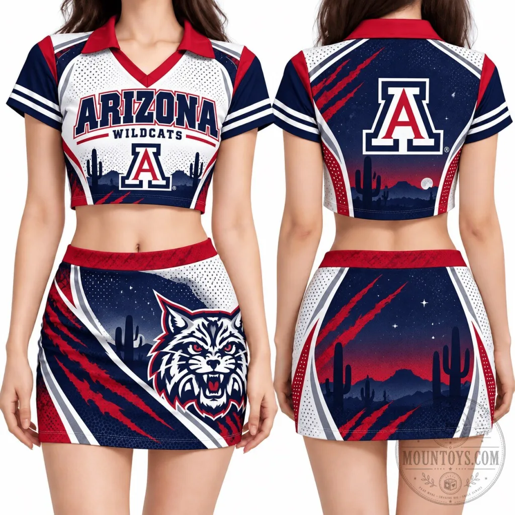 Arizona Wildcats Women's Cropped Polo Shirt and Skirt Set Arizona Wildcats Women's Cropped Polo Shirt and Skirt Set