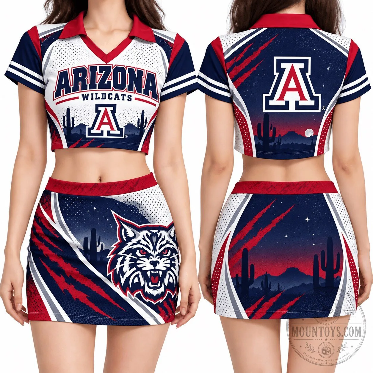Arizona Wildcats Women's Cropped Polo Shirt and Skirt Set