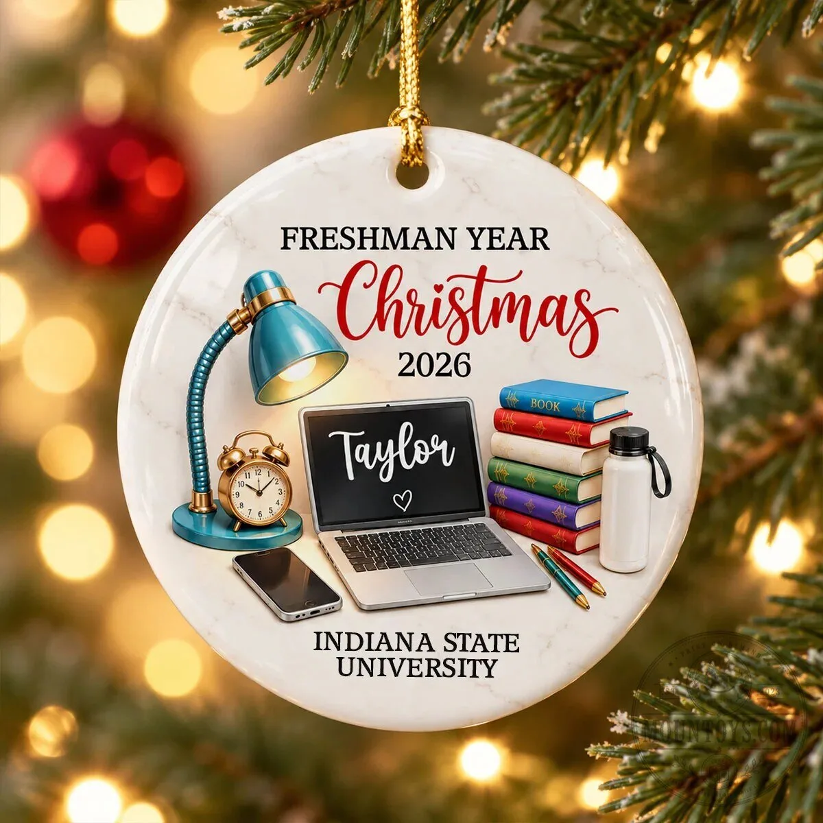 Indiana State University Freshman Year Christmas 2026 Personalized Ornament