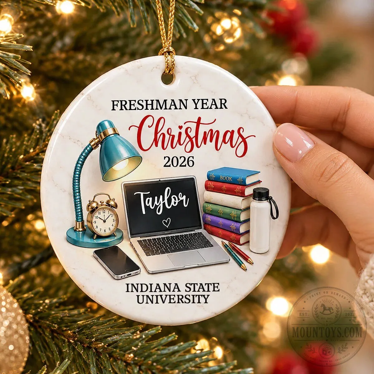 Indiana State University Freshman Year Christmas 2026 Personalized Ornament 16 Indiana State University Freshman Year Christmas 2026 Personalized Ornament