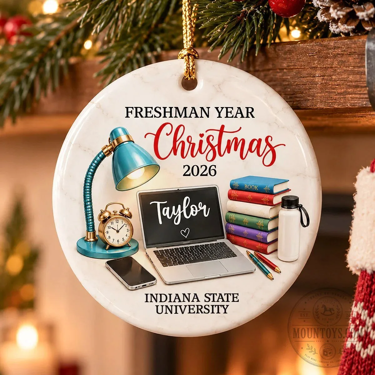 Indiana State University Freshman Year Christmas 2026 Personalized Ornament 17 Indiana State University Freshman Year Christmas 2026 Personalized Ornament