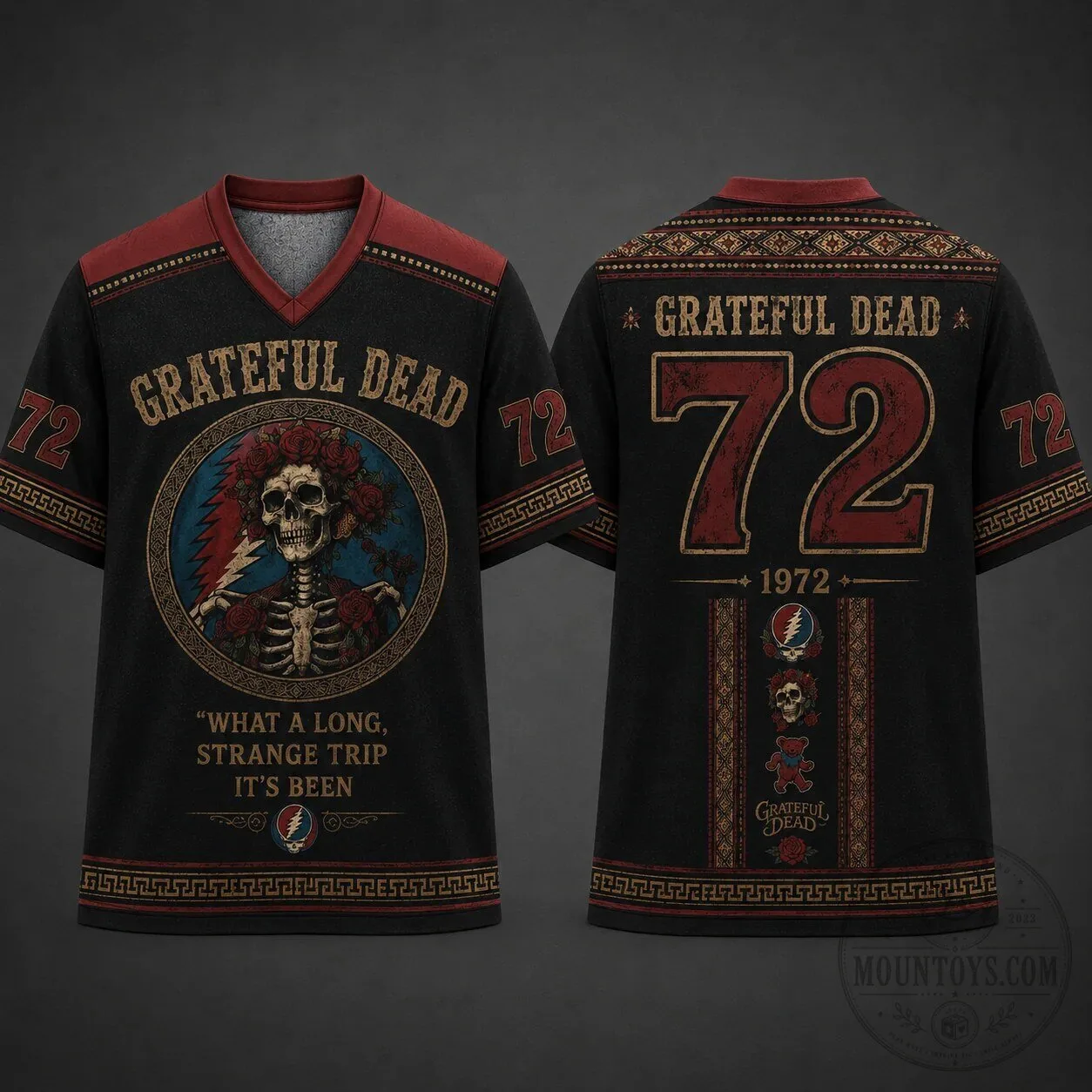 Grateful Dead Skeleton and Roses What a Long Strange Trip It's Been T-Shirt 10 Grateful Dead Skeleton and Roses What a Long Strange Trip It