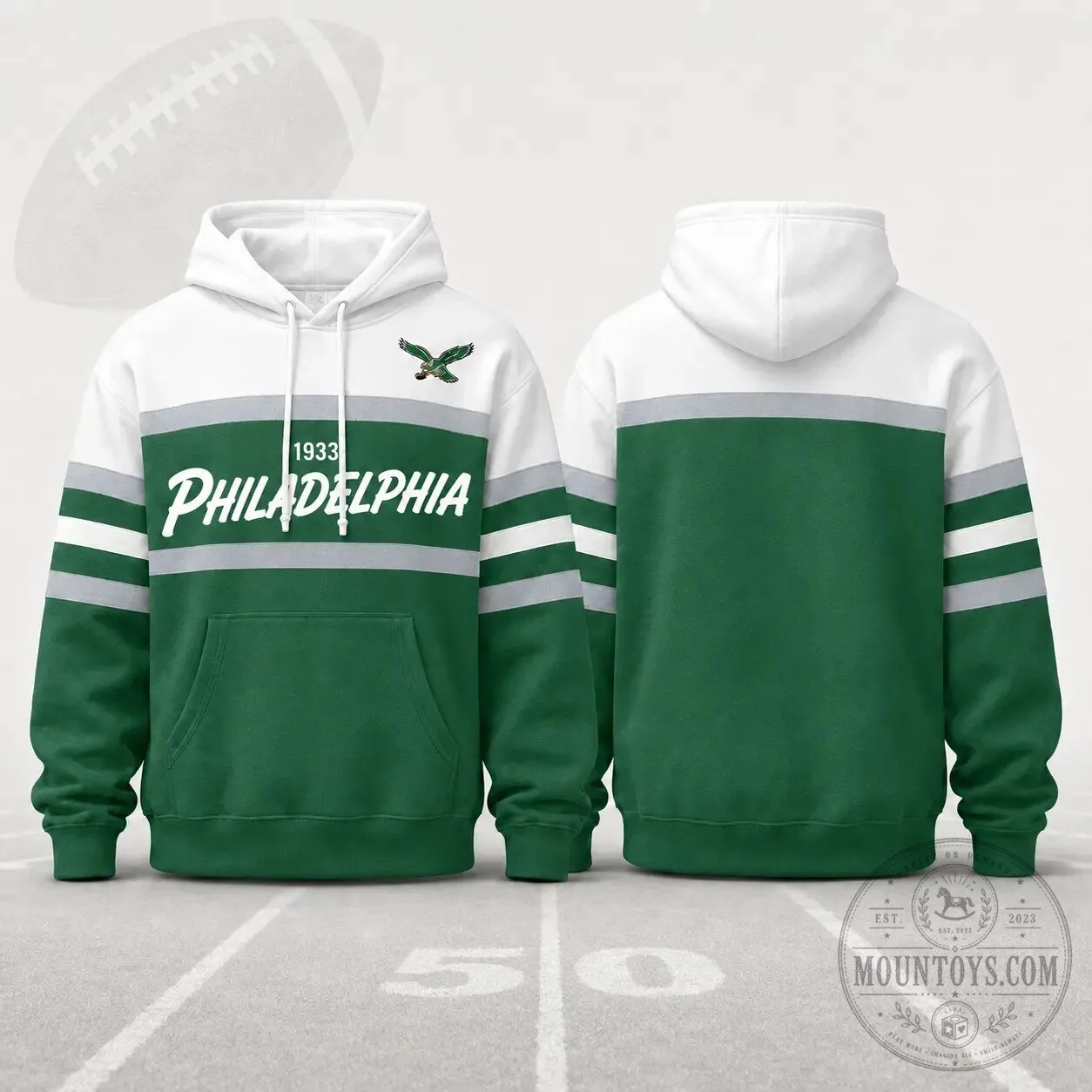Green and White Hoodie for Philadelphia Eagles Football Team