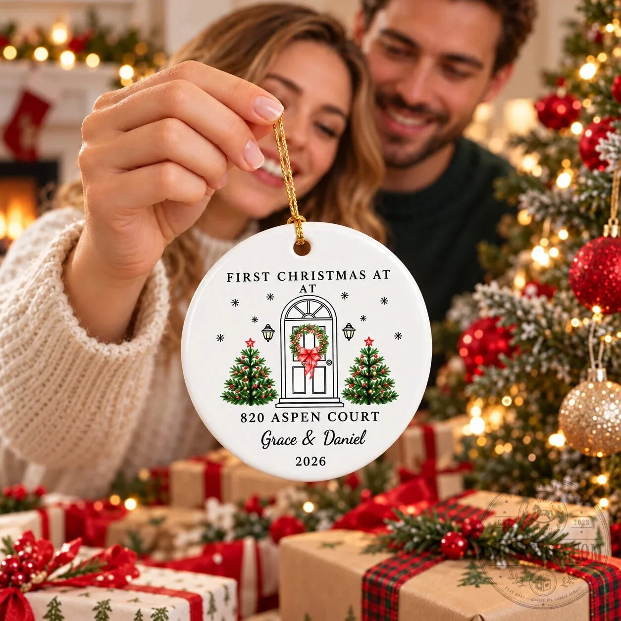 Personalized First Christmas At New Home Heart Ceramic Ornament 12 Personalized First Christmas At New Home Heart Ceramic Ornament