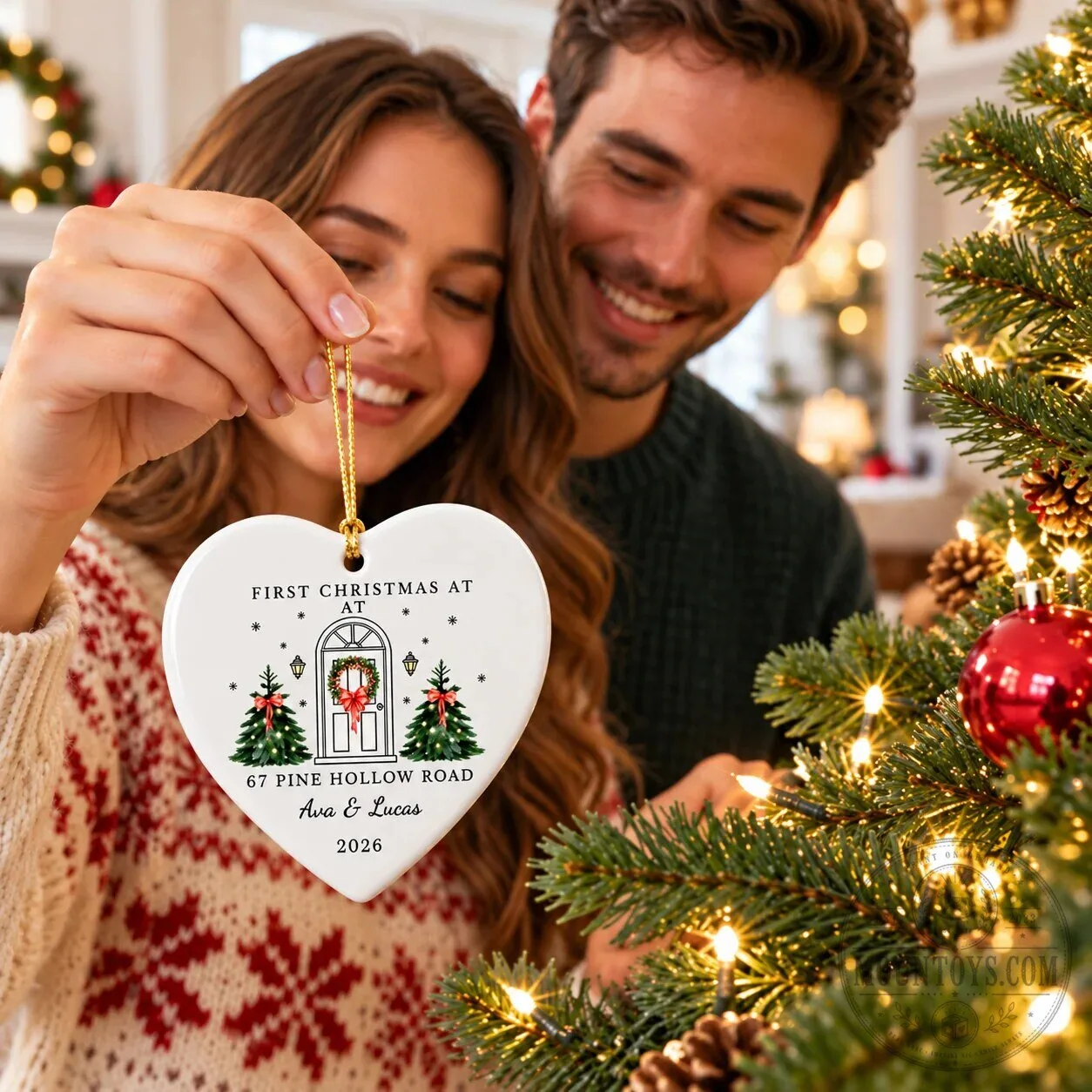 Personalized First Christmas At New Home Heart Ceramic Ornament 14 Personalized First Christmas At New Home Heart Ceramic Ornament