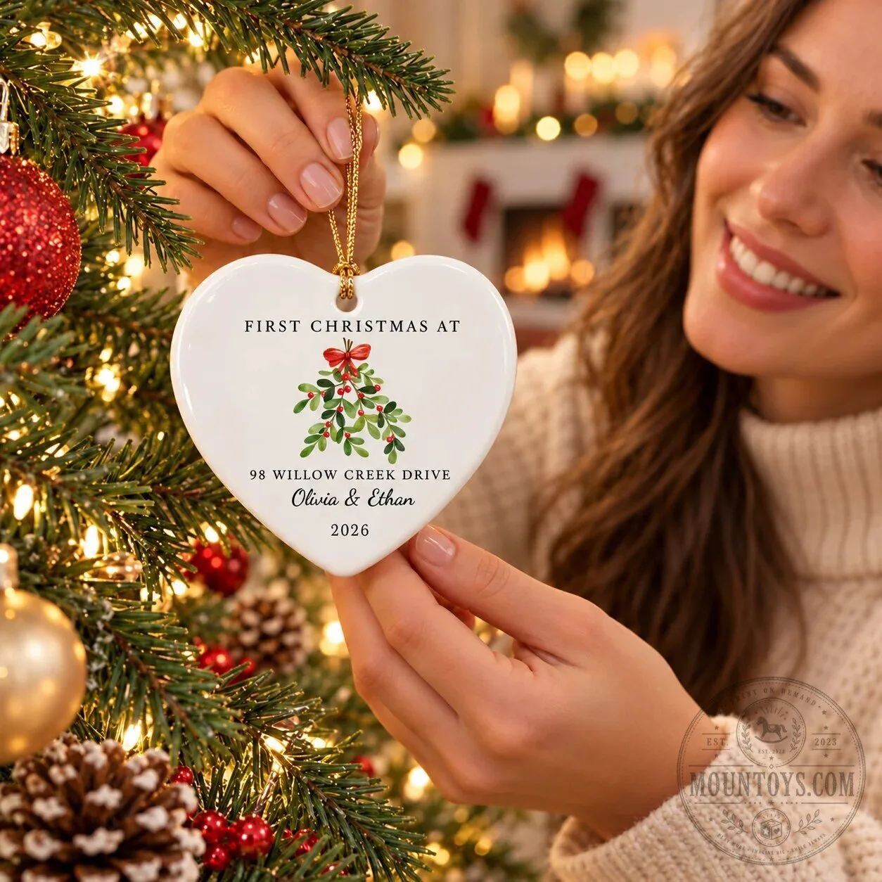 Personalized First Christmas At New Home Heart Ceramic Ornament 16 Personalized First Christmas At New Home Heart Ceramic Ornament