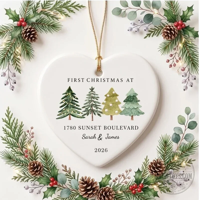 Personalized First Christmas At New Home Heart Ceramic Ornament 18 Personalized First Christmas At New Home Heart Ceramic Ornament