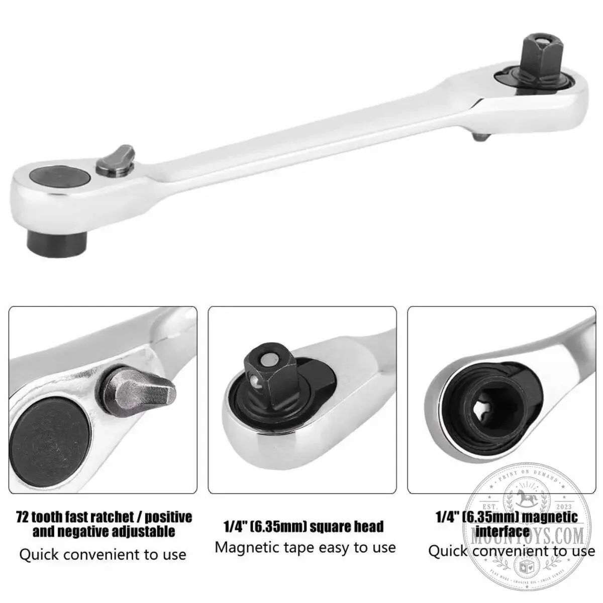 Mini Double Headed Ratchet Wrench 1/4 Inch 72-Tooth Quick Release Drive Socket Tool 14 Mini Double Headed Ratchet Wrench 1/4 Inch 72-Tooth Quick Release Drive Socket Tool