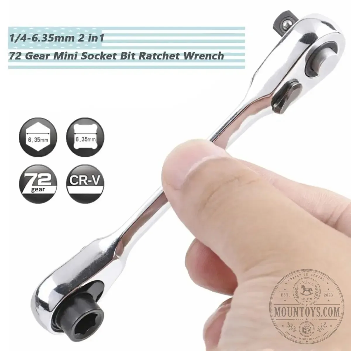 Mini Double Headed Ratchet Wrench 1/4 Inch 72-Tooth Quick Release Drive Socket Tool 17 Mini Double Headed Ratchet Wrench 1/4 Inch 72-Tooth Quick Release Drive Socket Tool